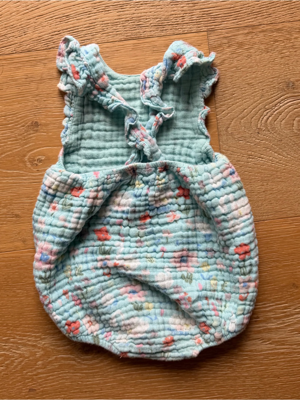 Angle Dear - Floral Muslin Ruffle Romper - Picture 2 of 3